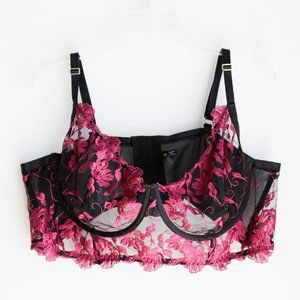 Torrid Curves Lace Black Magenta Pink Bustier Bra